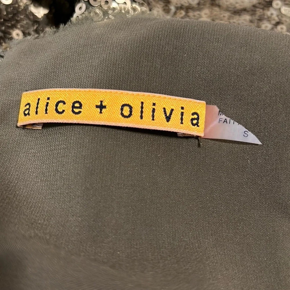 Alice + Olivia Chartreuse Green/Gold Sequin Dress Size Small - Picture 6 of 10